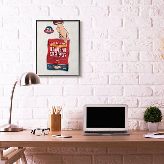 Stupell Industries Be Positive Comic Book Design with Black Frame Wall Accent